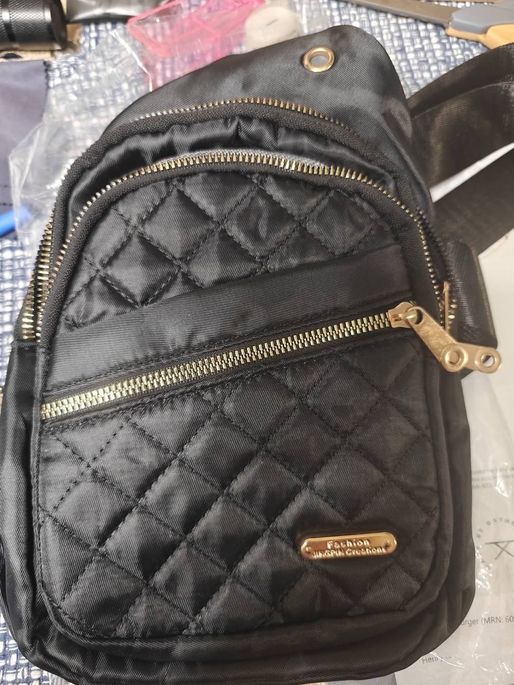 Quilted Black Crossbody Sling Bag